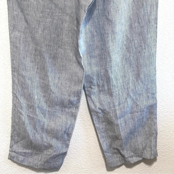 J.Jill Woman 100% LINEN Blue White Stripe Pants Size L - Picture 6 of 16